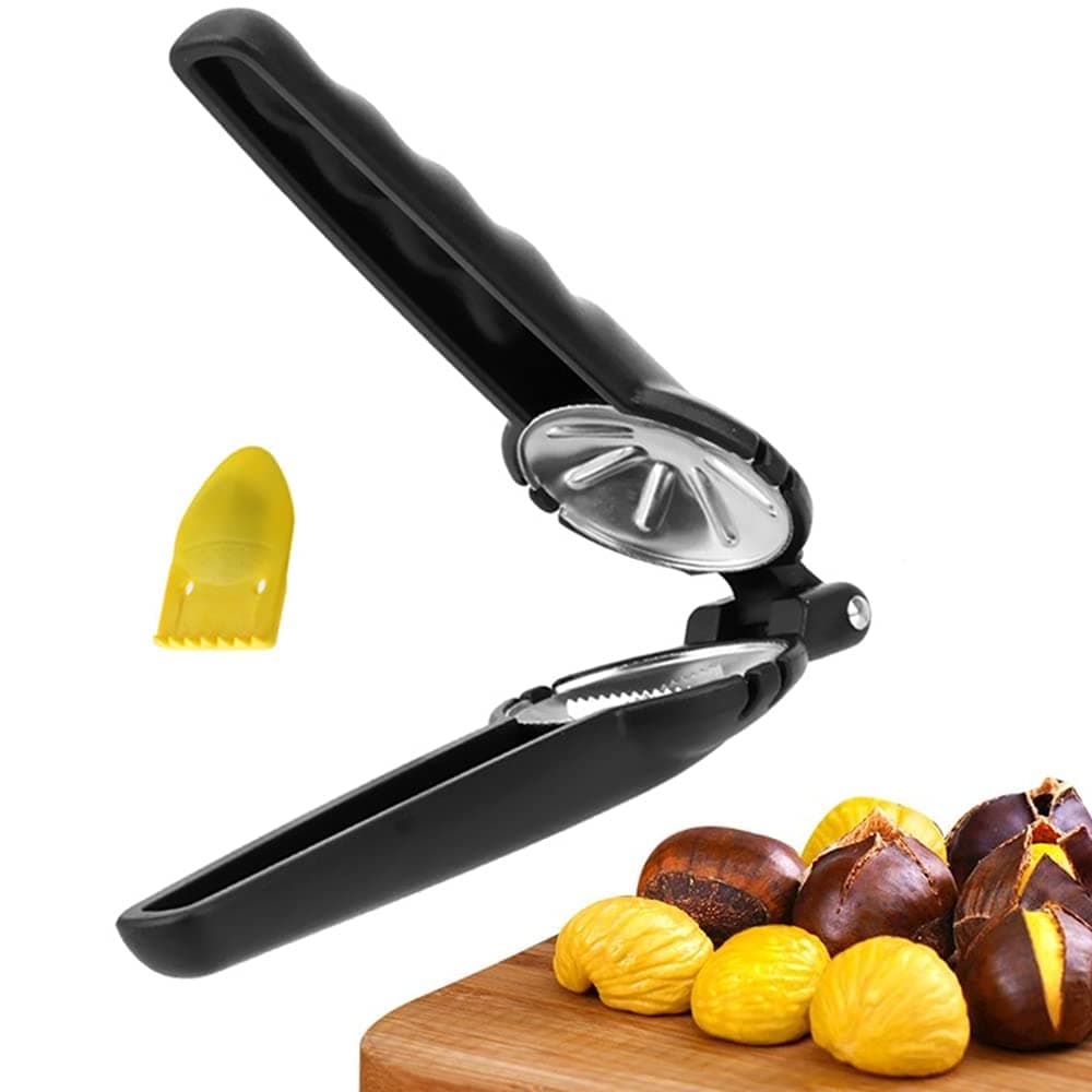 KASTWAVE Nutcracker Chestnut Clip, Premium Nut Clip, Peeling Artifact, Peeling Chestnut, Household Notching Knife, Kitchen Utensils Dried Fruit Opener (Black)