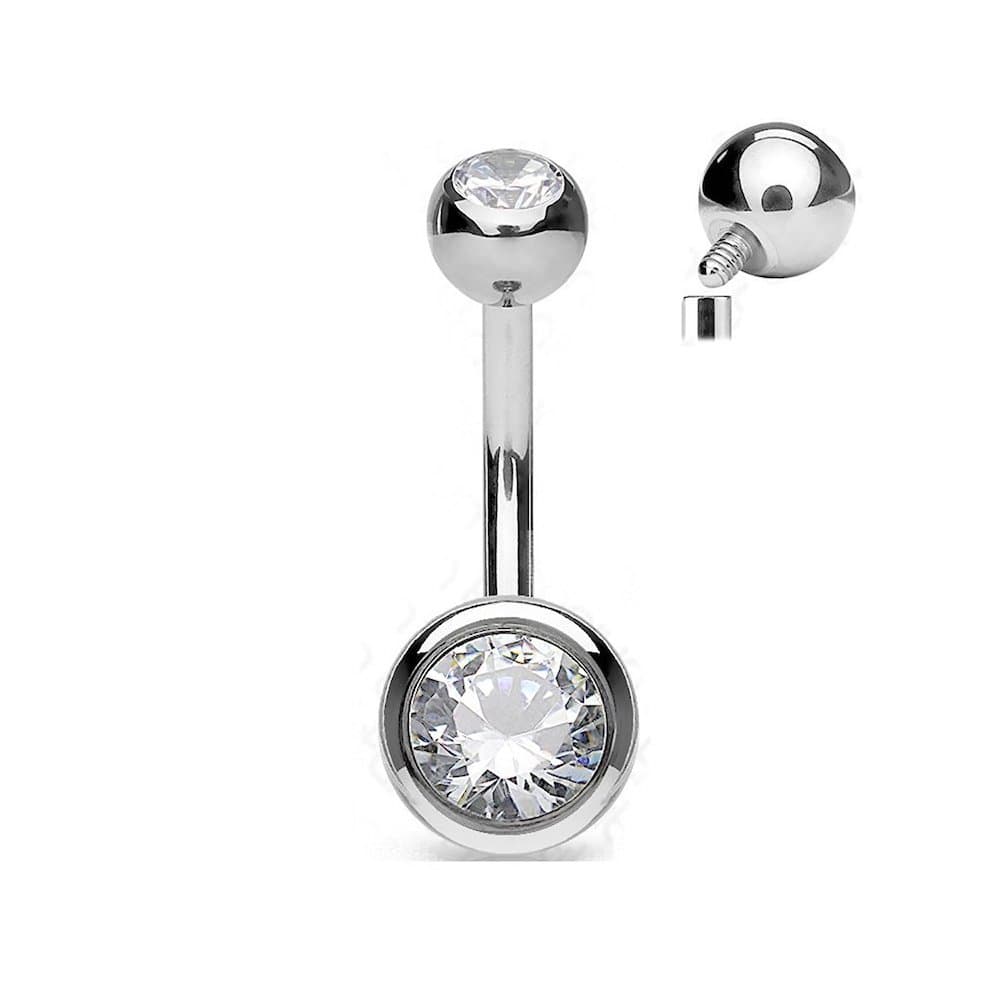 Covet Jewelry Solid G23 Implant Grade Titanium Internally Threaded Double Jeweled Belly Button Rings