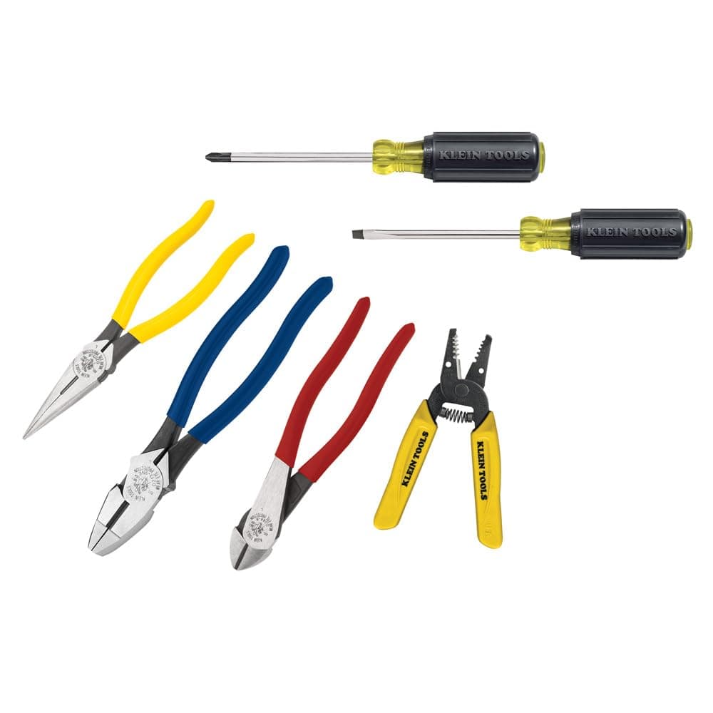 Klein Tools 92906 Tool Set, Basic Tool Kit has Klein Tools Hand Tools for Apprentice or Home: Pliers, Wire Stripper/Cutter, Screwdrivers, 6-Piece