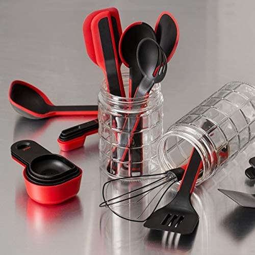 Pyrex Slotted Turner, Ladle, Shears, 4 Pc Measuring Cup Made of Silicone and Nylon Pack of 4 Pcs Combo