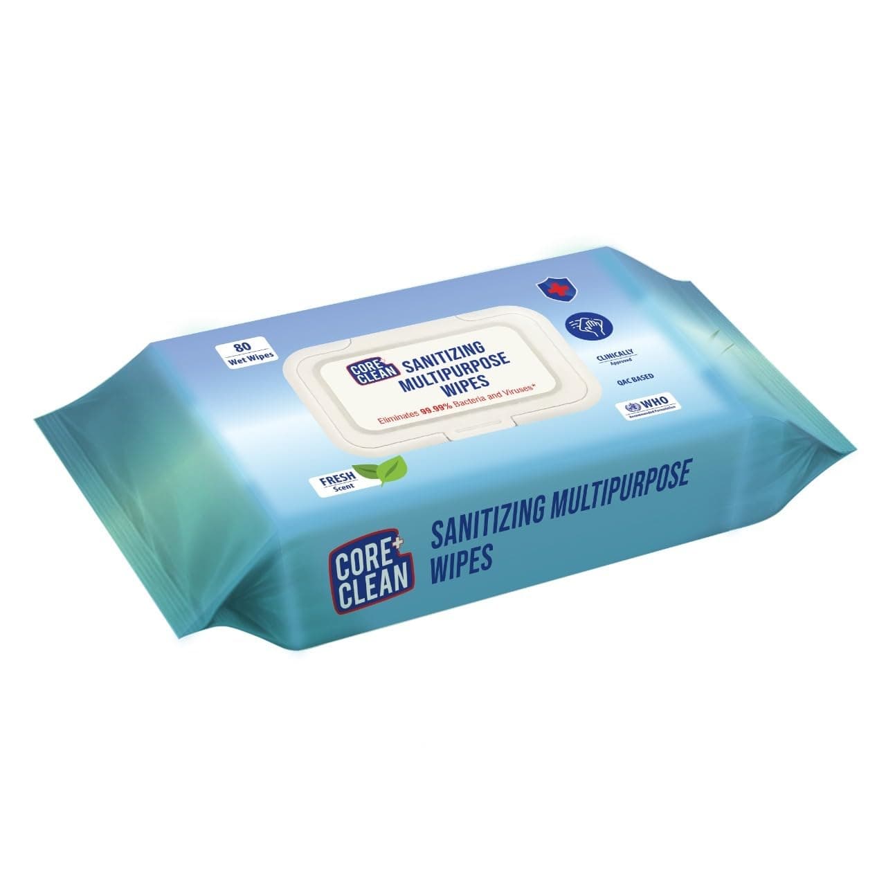 Core CleanFresh Scent Sanitizing Multipurpose Wet Wipes 80-Pieces