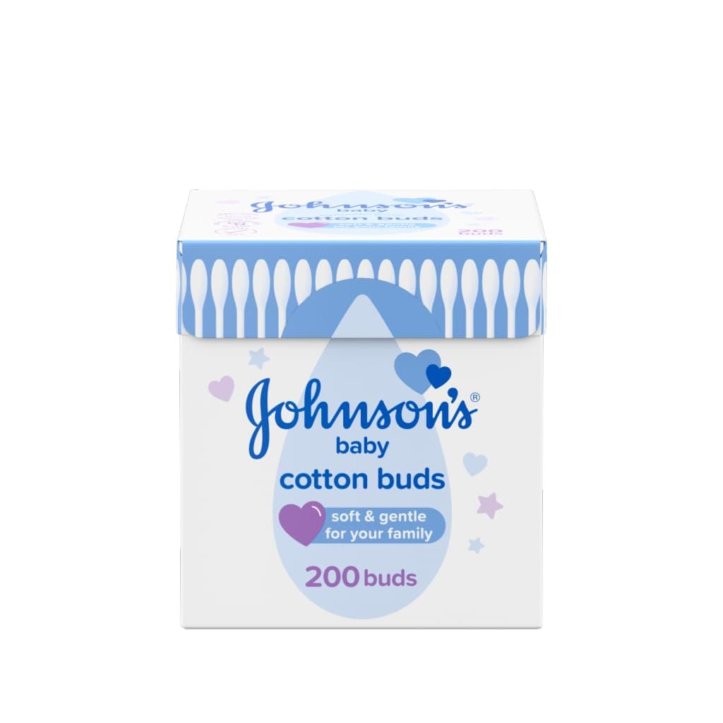 Cotton Buds (1 x Pack of 200) Soft & Gentle Ear Buds for Delicate Skin, Made of 100% Pure Cotton and Paper Sticks, Plastic-Free to Clean Delicate Areas, around Eyes and Outer Ear