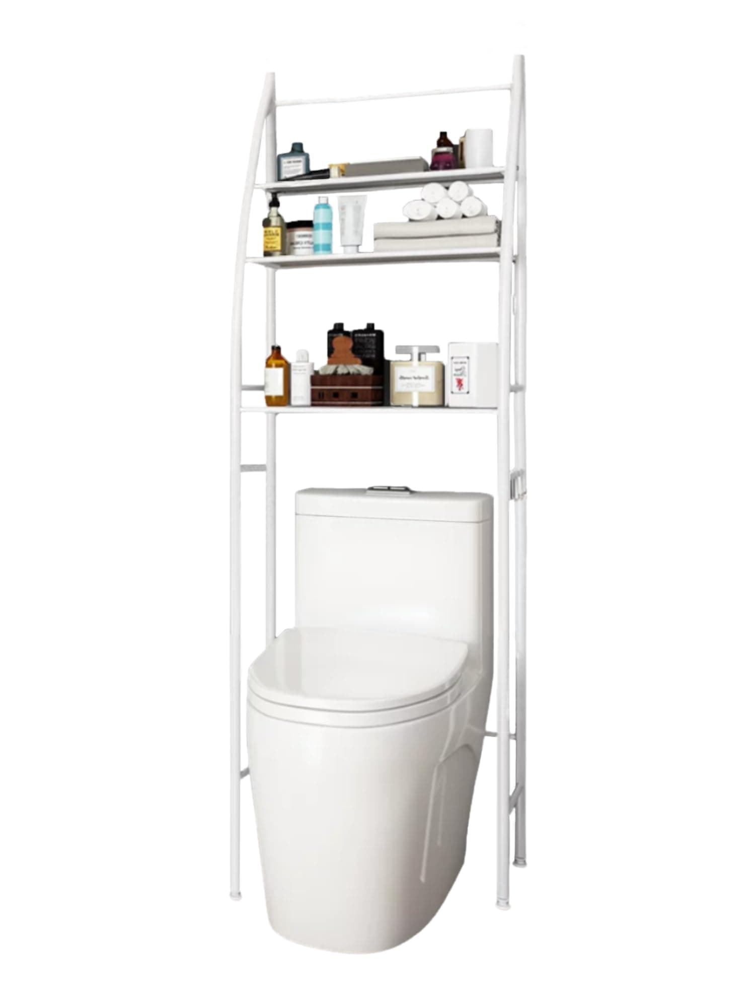 MAGIC SELECT Bathroom Shelf on Toilet White | Save Space with 3 Shelves | Waterproof Storage Shelf | Height Adjustable Legs