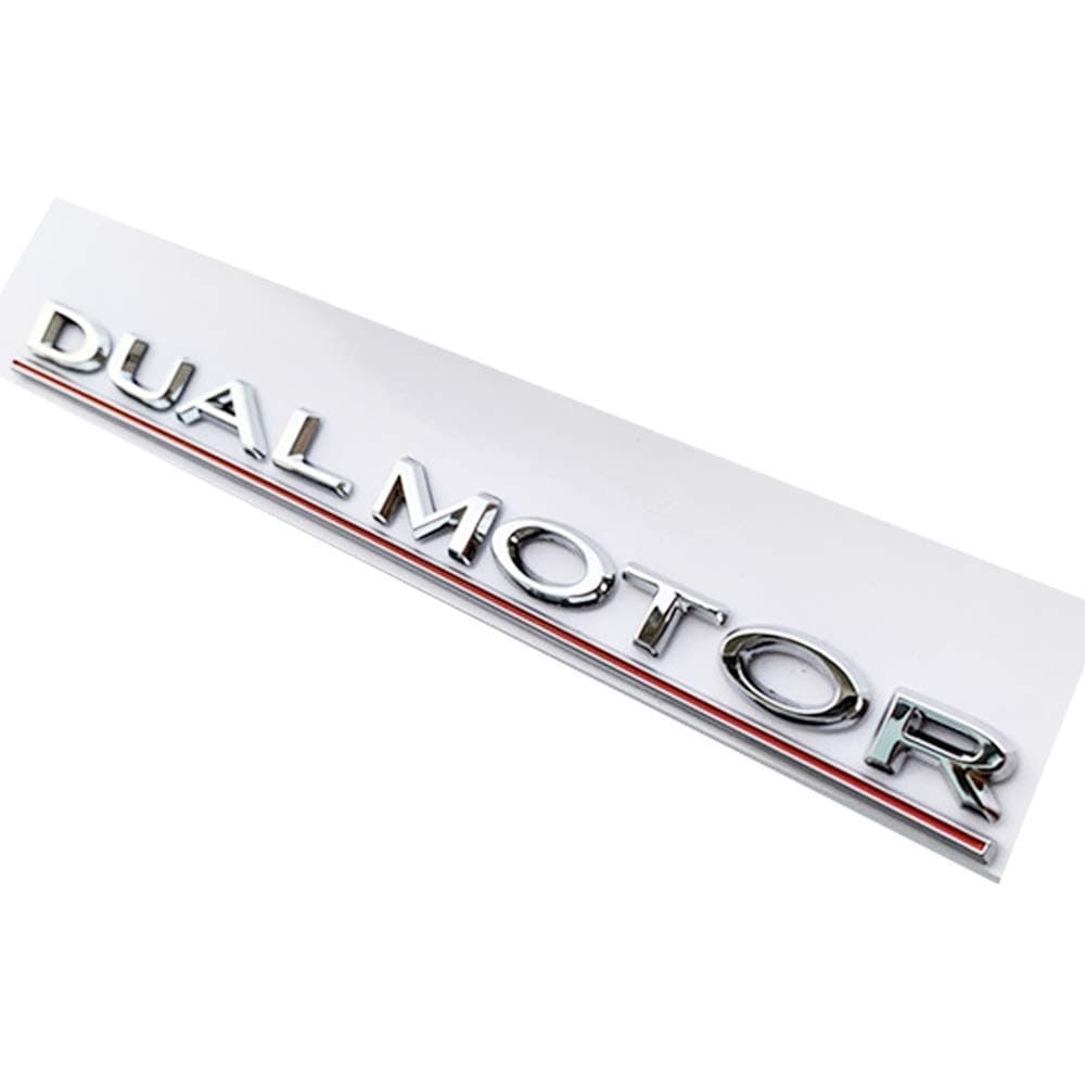 2pcs DUAL MOTOR Underlined Letters Emblem for Tesla Model 3 Car Styling Refitting High Performance Trunk Badge Sticker Chrome