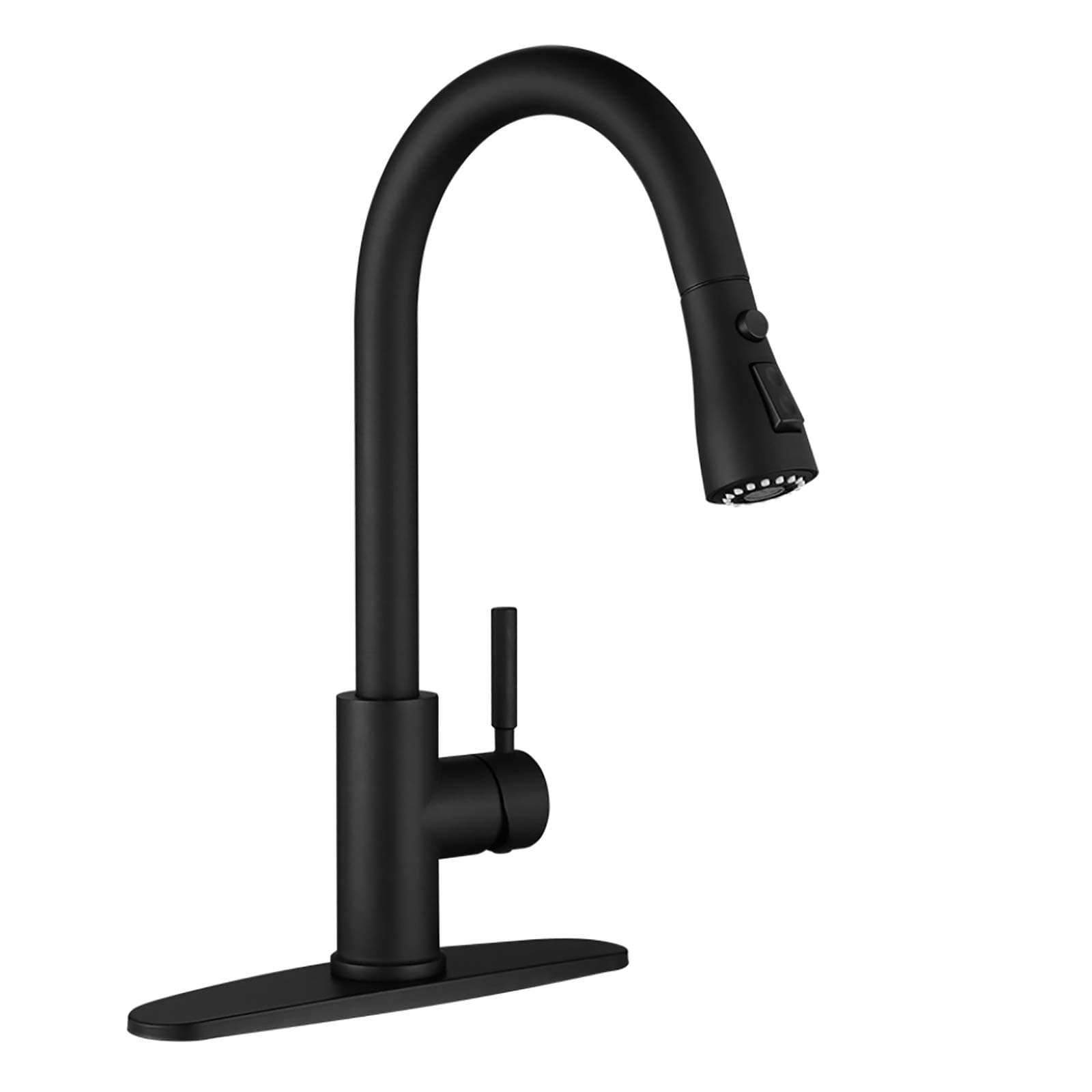 WEWE Black Kitchen Faucet, Leak Proof Kitchen Faucets with Pull Down Sprayer Commercial Stainless Steel Single Handle Single Hole Kitchen Sink Faucet for Farmhouse Camper Laundry Rv Bar