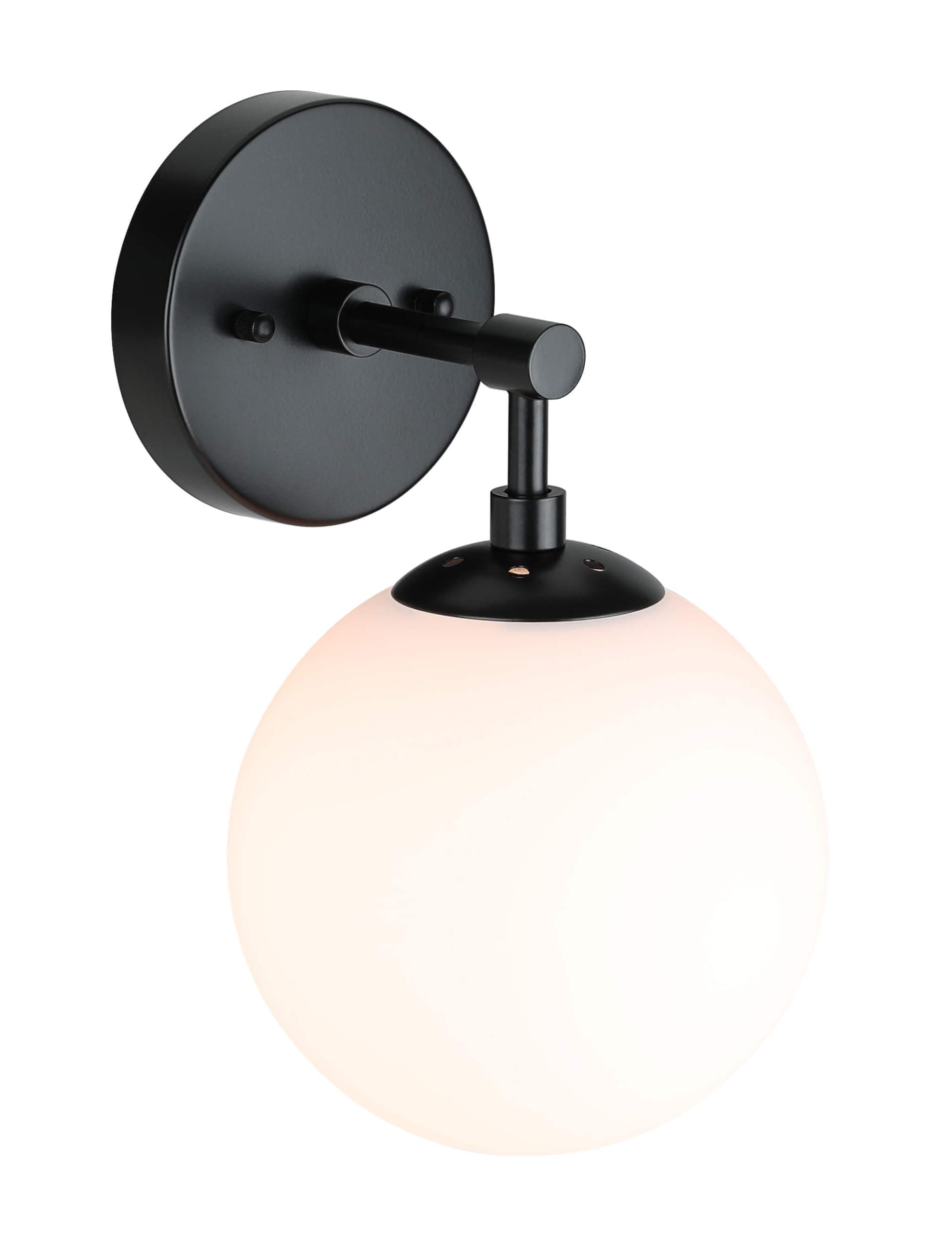 XiNBEi Lighting Wall Light 1 Light Vintage Wall Sconce with Globe Glass, Bathroom Vanity Light in Matte Black for Bathroom & Bedroom XB-W1211-MBK
