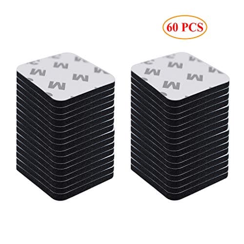 60 PCS Big Size Adhesive Replacement Double-Sided Foam Tape High Bond Dots for Wall Surface Balloon Leather Rubber Mirror, Black, Square