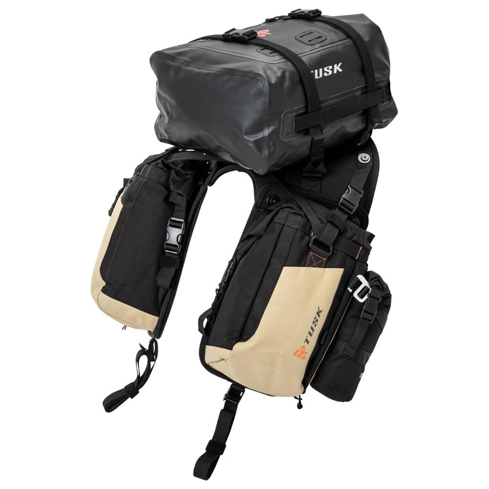 TUSK Excursion Rackless Luggage System w/Small Dry Duffel & Bottle Holders 690-701 Heat Shield Black/Tan