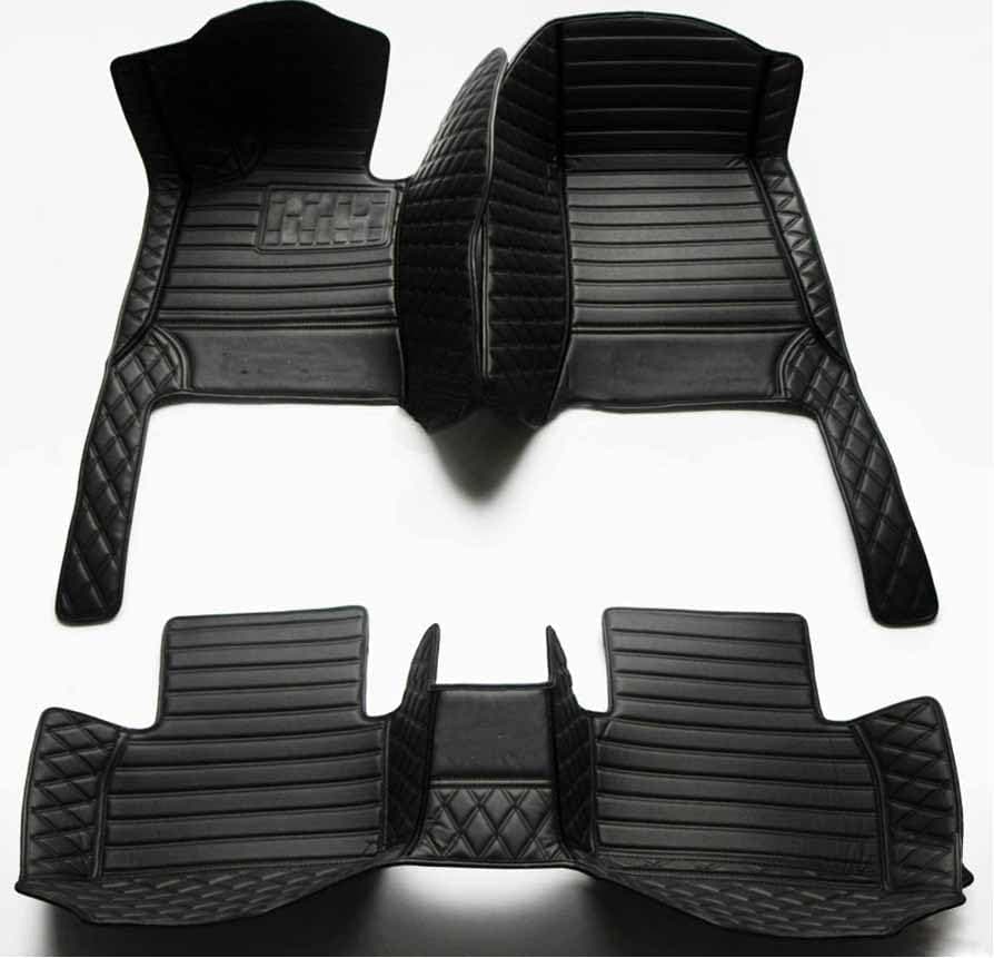 Custom Personalized Floor Mats ，Luxury Full Coverage All Weather Car Floor Mats，Anti-Slip Leather Car Mat Set ，Custom Floor Mat， for 99% of Cars, Trucks & SUV. (All Black)