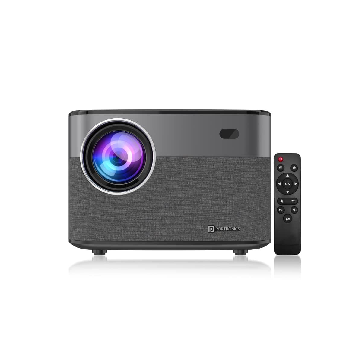 Portronics Beem 300 Smart LED Projector with Android, 4300 Lumens (300 ANSI), 1080p FHD Resolution, Up to 200 Inches, OTT Apps, WiFi/Ethernet, Screen Mirroring, 10 Watt Speaker (Black)