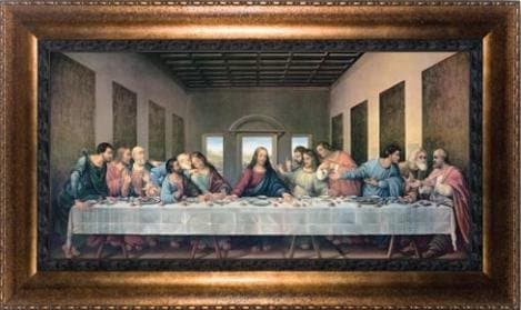 Last Supper Redone Canvas Large Bronze Frame 12 X 24