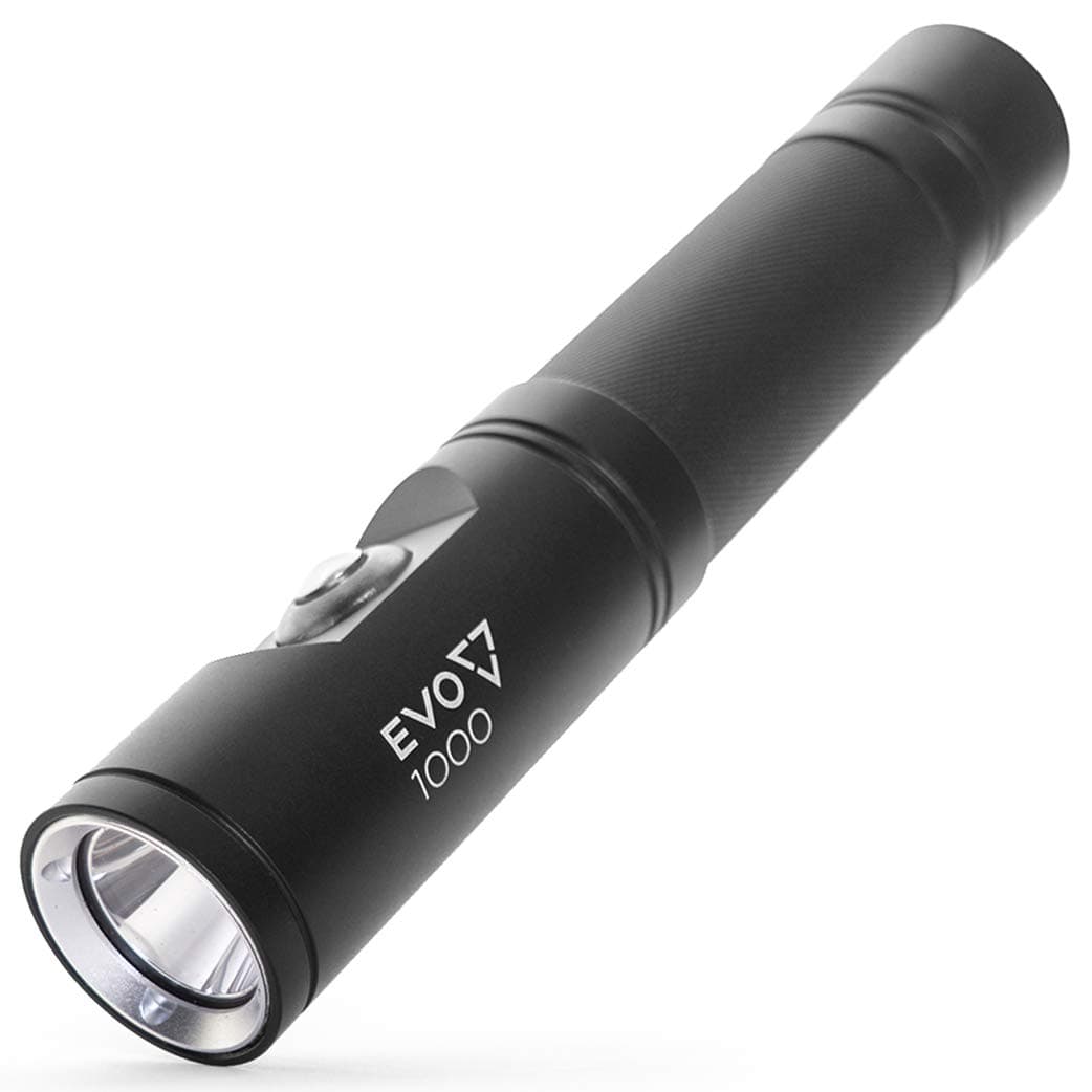 EVO Rechargeable LED Dive Light (1000L) | Premium Underwater Flashlight - Includes Carrying Case, Charging Cable, Lanyard, Rechargeable and Spare O-Ring