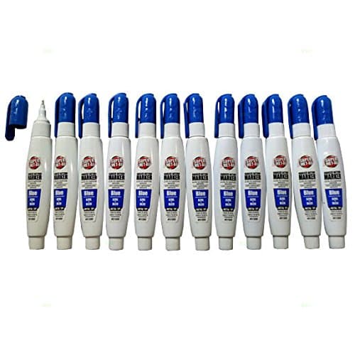 12 Pc Set Blue Super Met-Al Fine Tip Paint Marker Pens 1.4mm Stroke Fine Tip Metal Stone Rubber Glass Plastic for Industrial Auto Arts Trade