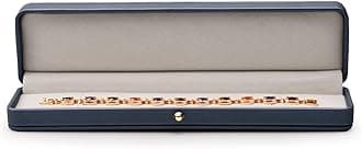 Oirlv Steel-blue Leather Bracelet Necklace Storage Box Velvet Interior Gift Case for Chain Jewelry Showcase Necklace Holder