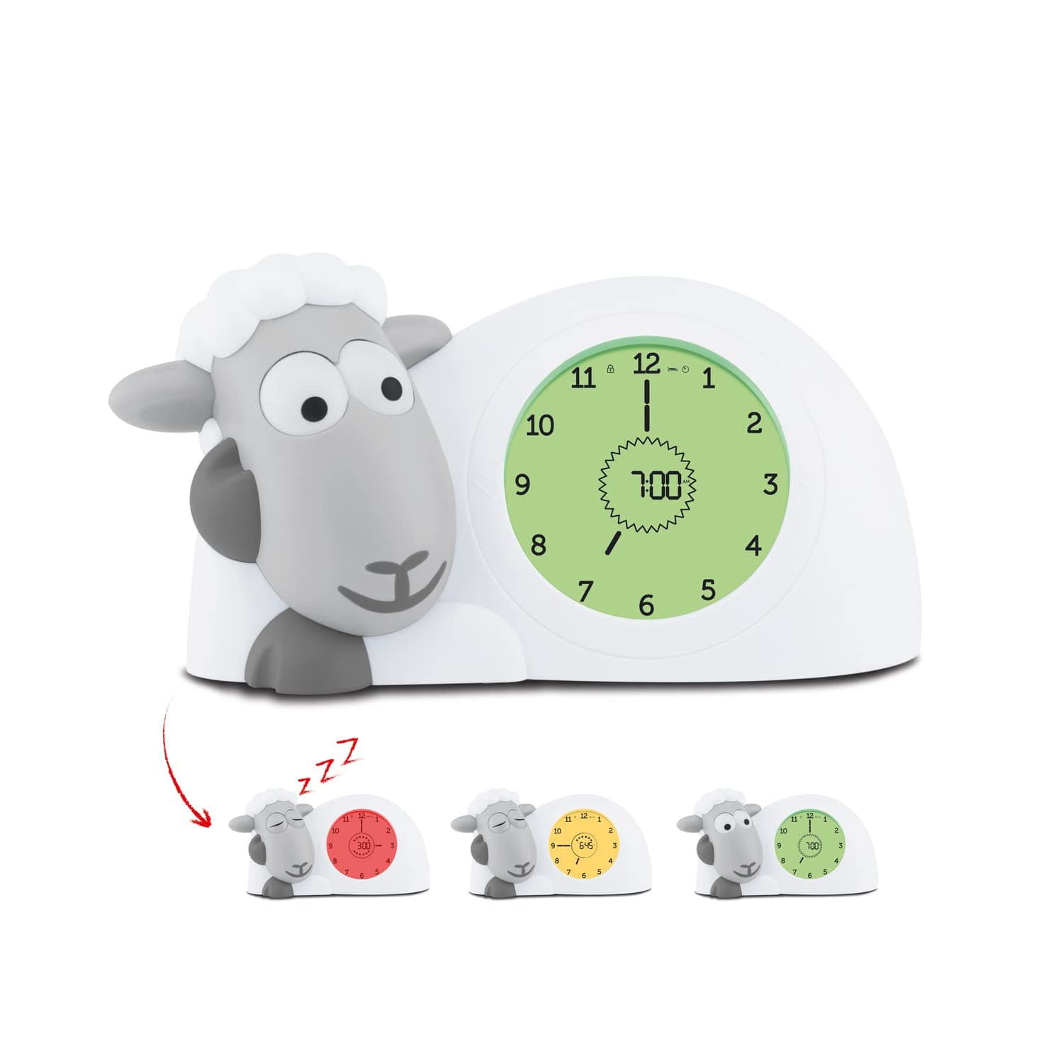 ZAZU Sam the Lamb Clock - Sleep Trainer Clock & Nightlight for Kids | Light Up Alarm Clock | Helps teach your child when to wake up with visual indicators | Adjustable Brightness | Auto off