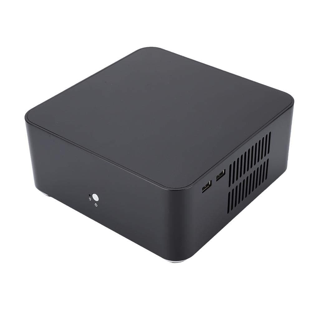 ASHATA L80 Mini PC Computer Case,Mini ITX Computer Case,Aluminum Alloy HTPC Case,Super-thick Sheet,Small Size,with Dual USB3.0/USB 2.0 Interface(L80 Black USB3.0)
