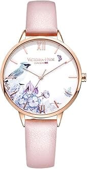 Fashion Elegant Floral Dial Watch for Women Quartz Genuine Leather Strap Wristwatch Mother's Day Gifts
