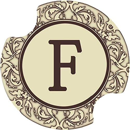 Thirstystone Monogram F Car Cup Holder Coaster, 2-Pack