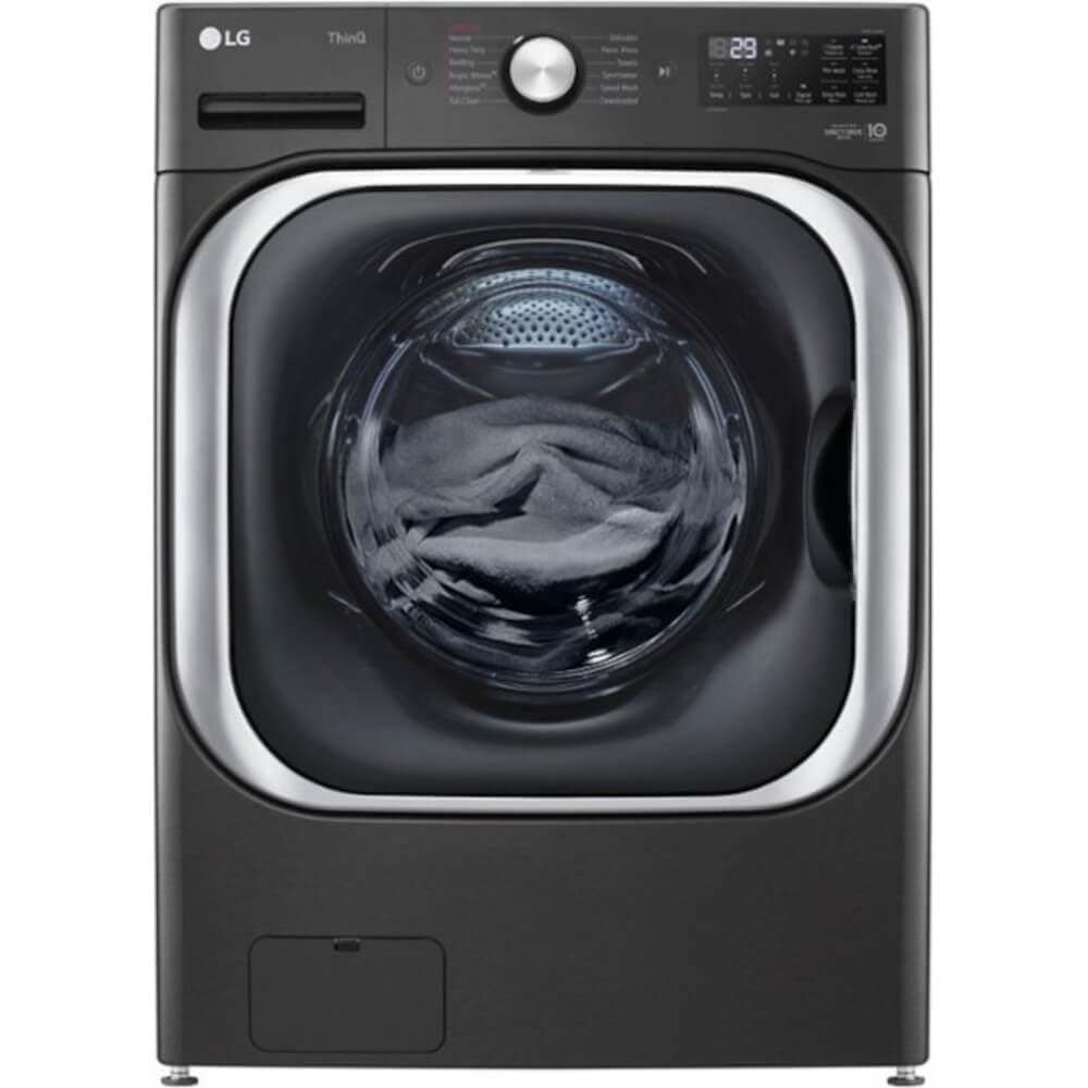 LG 5.2 cu. Ft Stackable Smart Front Load Washer in Black Steel with Steam & Turbowash Technology