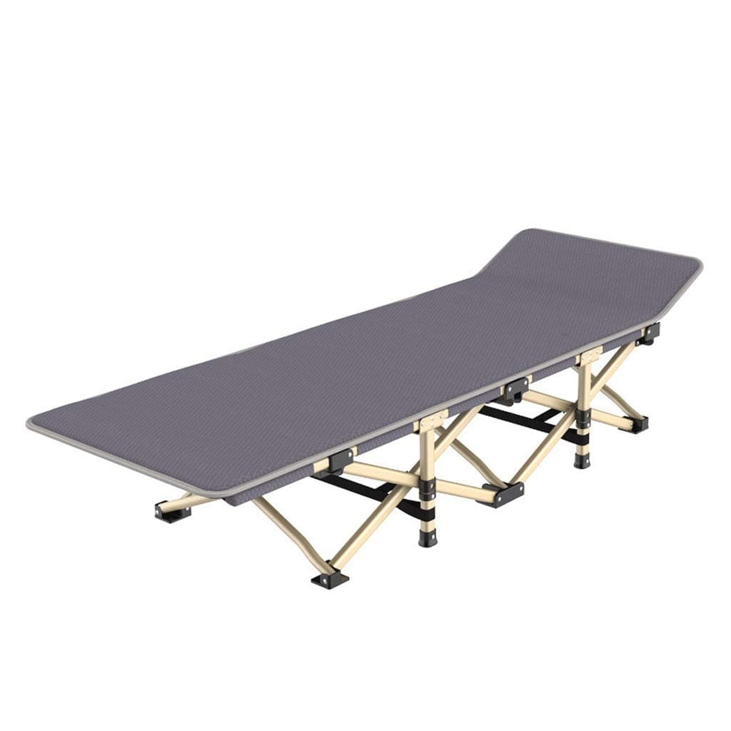 GLLT Foldable Camping Bed With Mattress, Portable Camp Cot Load Up To 200 Kg, Double Layer 600D Fabric Thicken Tubes，190/65/35CM