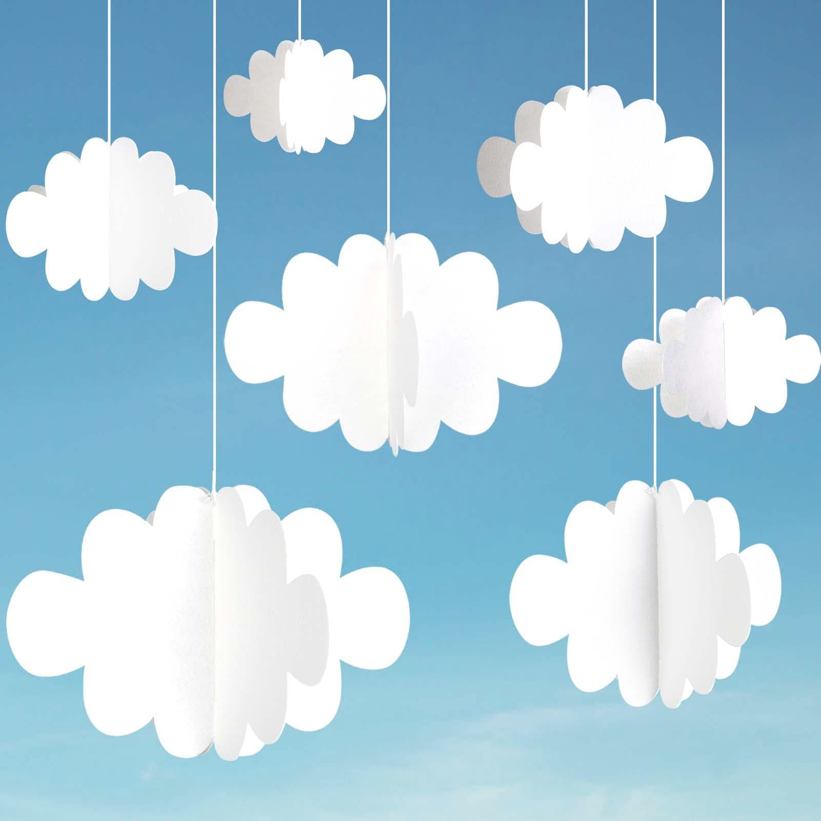 Ayfjovs 10 PCS 3D Cloud Decorations - White Hanging Clouds for Ceiling, Party Decorations, Ornaments, Wedding, Nursery, Children Room, Baby Baptism Party