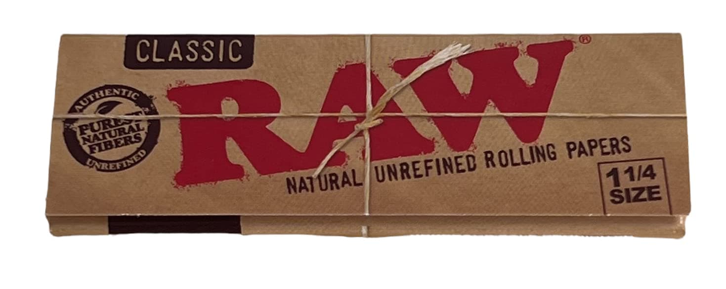 RSV Raw Classic 1 1/4 Rolling Paper Authentic Natural Unrefined (50 Leaves Per Pack) + Scoop Card (1 Pack)