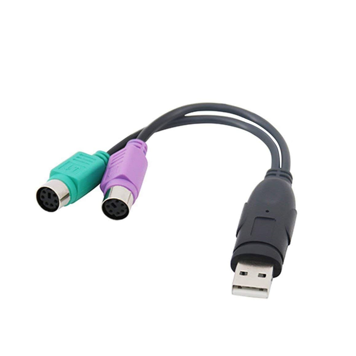 PS2 to USB Adapter For Keyboard & Mouse with PS2 Interface,Built-in USB IC,Support PS/2 Port of KVM Switch ((Purple&Green)