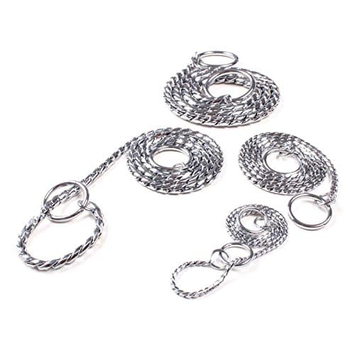 GOLD PANDA-Solid Snake P Choke Chain Metal Training Collar Dog Puppy (23.6"×0.16" / 60cm×0.4cm)