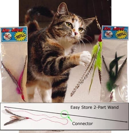 Da Bird Pull Apart Value Pack (1 Pull Apart Da Bird Pole Cat Toy & 2 Extra Guinea Feather Refills)