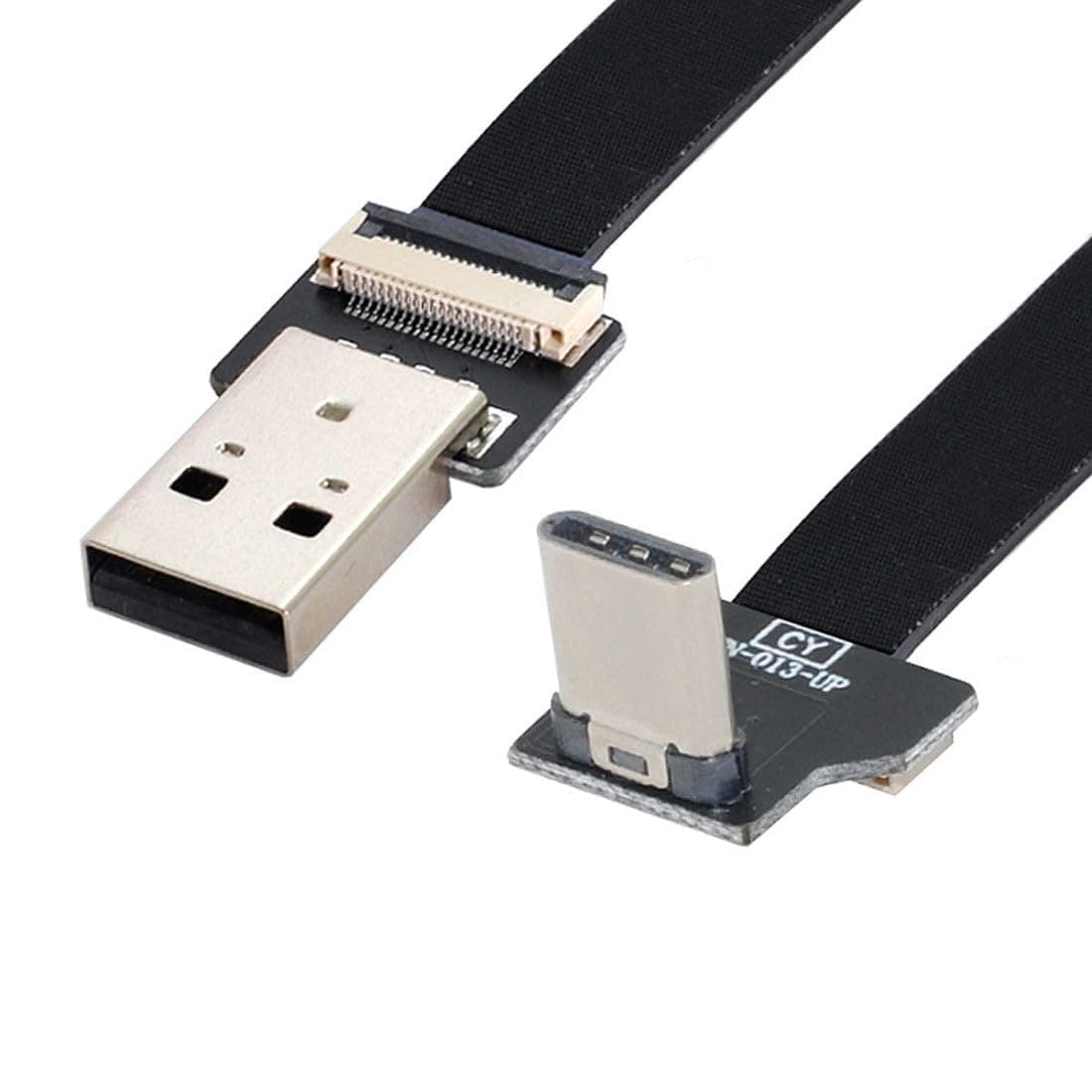 chenyang USB C Flat Cable USB 2.0 Male to USB C Male 90 Degree UP Angled Ribbon Flex Extension Cable Adapter 0.5M