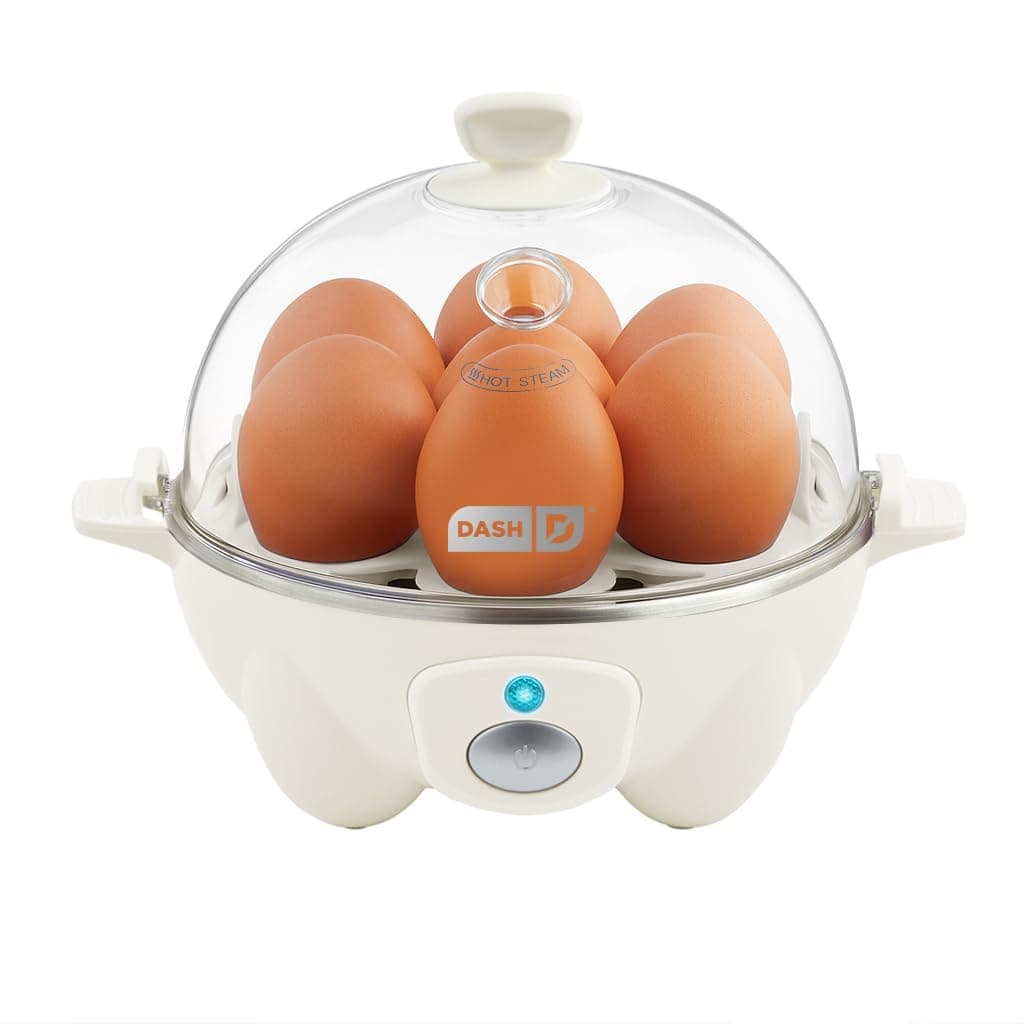 DASH Rapid Egg Cooker: 7 Egg Capacity Electric Egg Cooker for Hard Boiled Eggs, Poached Eggs, Scrambled Eggs, or Omelets with Auto Shut Off Feature - Cream