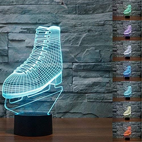 Nightwolf® ICE Skating Roller Skates 3D LED Night Light 7 Color Change LED Table Lamp Xmas Toy Gift