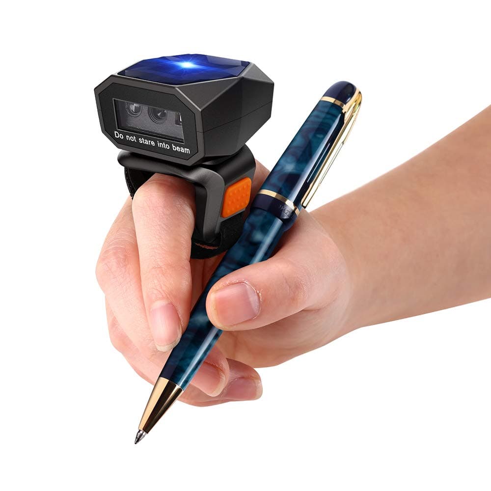 Eyoyo 2D Finger Ring Barcode Scanner, Mini Wearable 3-in-1 USB Wired & 2.4G W...