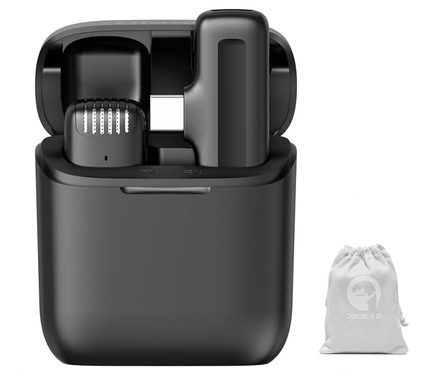 ULANZI J11 Wireless Microphone for Android Type-C Tablet Laptop Mobile Phone | Plug & Play | Charging Case | 7h Battery | For Real Estate Interview YouTube Vlogging | 20m Range | 1-Yr Warranty + Pouch