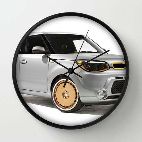 10" Diameter Wall Clock with Kia Soul(2) Black Frame Modern Design Watch Wall 10" Diameter Unique Wall Clocks