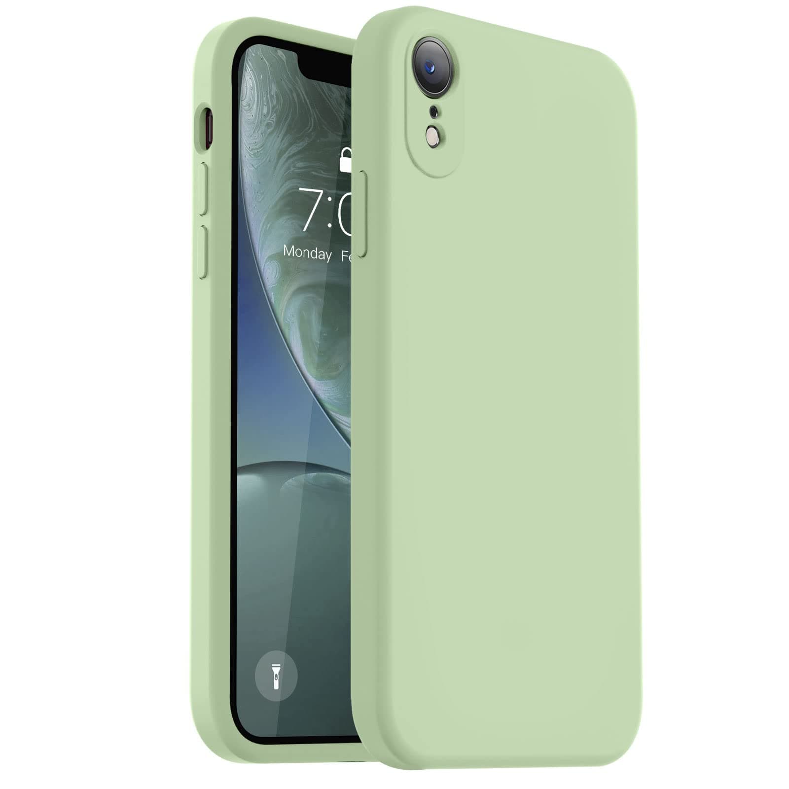 Vooii Compatible with iPhone XR Case, Upgraded Liquid Silicone with [Square Edges] [Camera Protection] [Soft Anti-Scratch Microfiber Lining] Phone Case for iPhone 10 XR 6.1 inch - Matcha