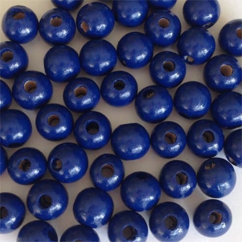 12mm Round Wood Beads (50pc) - Blue