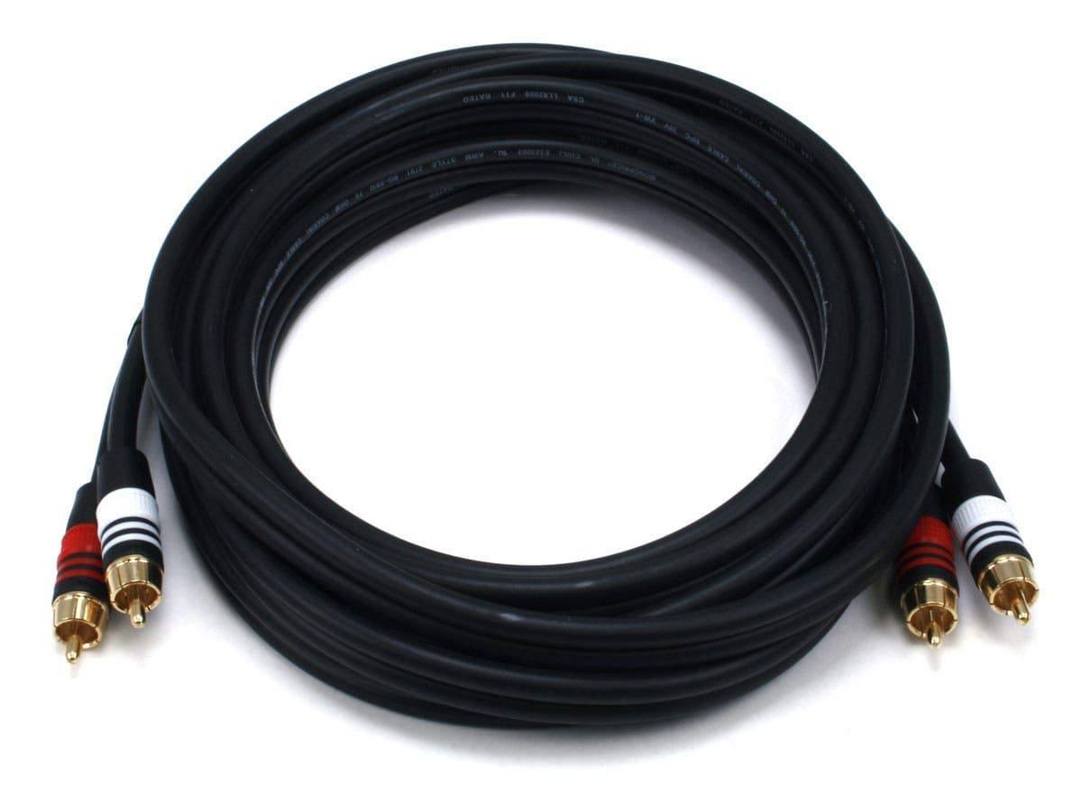 Premium RCA Cable - 457 cm - Black | 2 RCA Plug to 2 RCA Plug, Male to Male, 22AWG
