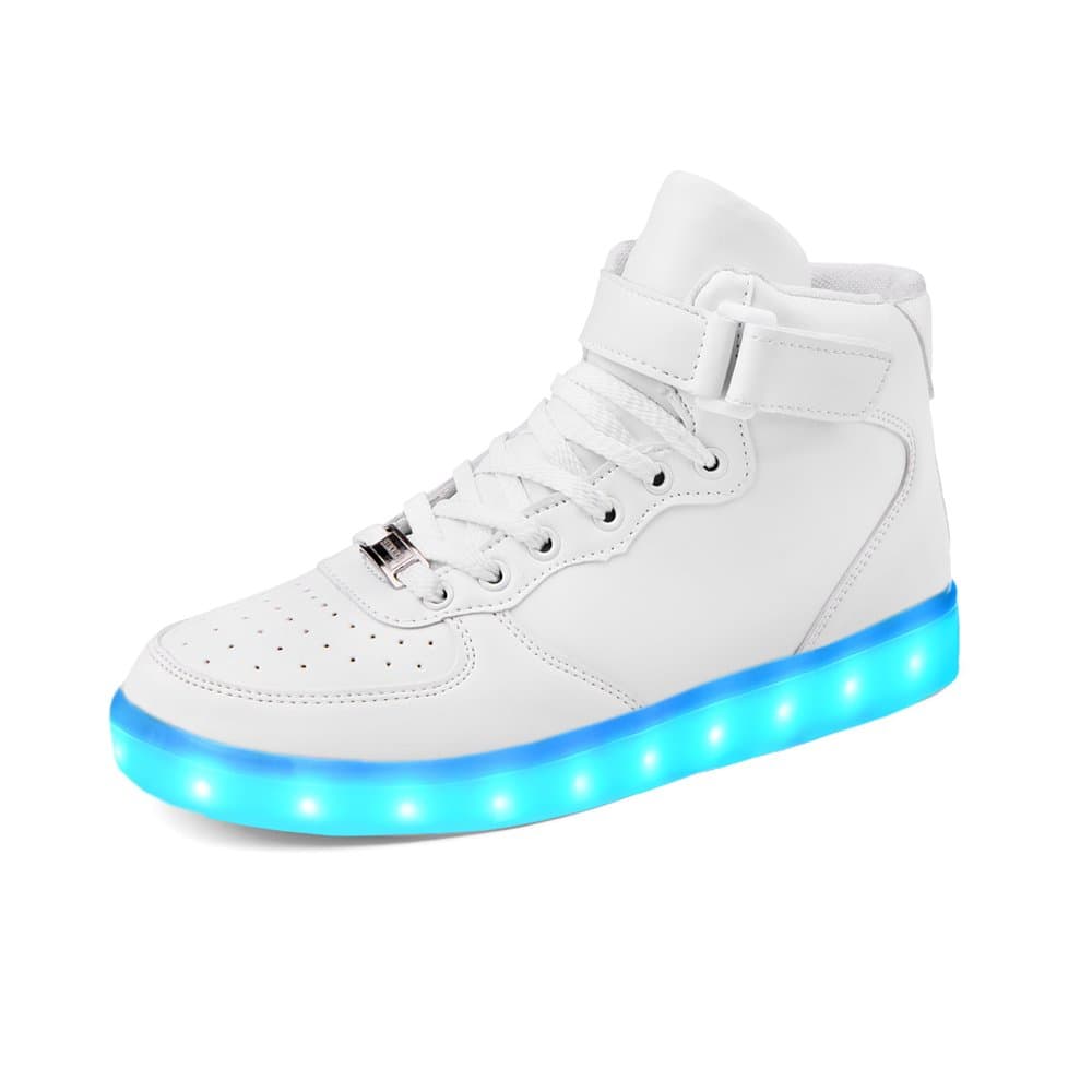 HINZER LED Light Up Shoes 2017 Upgrade Light System 7 Colors Flashing Sneakers(White 39)