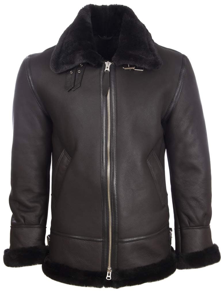 AviatrixMen's Real Leather Shearling Classic Aviator Pilot Jacket (JEE2)