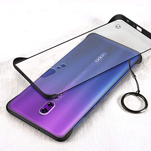 GUANHAO Case for Oppo Reno Z, Light Thin Translucent Hard PC with Ring Anti Fingerprint Anti Slip Shockproof Protective Case for Oppo Reno Z (Black)