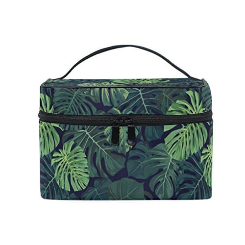 Makeup Bag Cosmetic Bag Palm Leaf Storage Makeup Case Classical Travel Toiletry Zipper Pouch for Women¡¯s Toiletry Beauty and Skincare