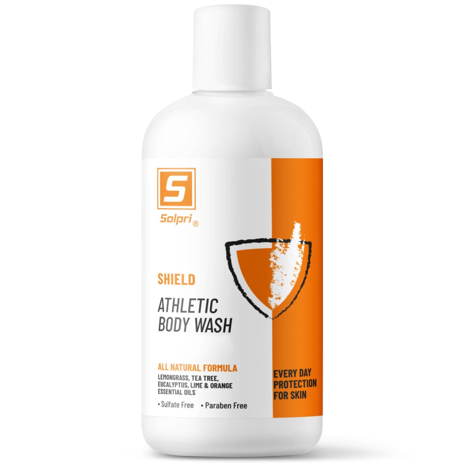Shield Tea Tree Body Wash for Athletes | Sulfate Free Body Wash | Odor Control with Lemongrass & Eucalyptus Oils | 8 oz