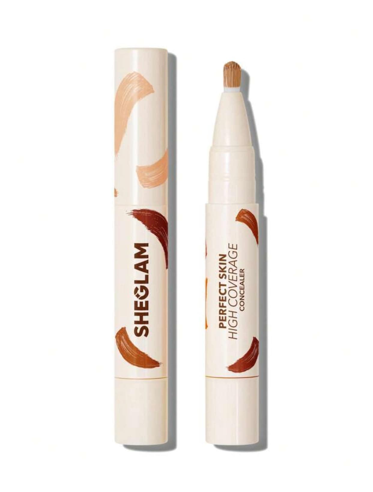 SHEGLAM Perfect Skin High Coverage Concealer - Liquid Concealer Brush Moisturizing Weightless All - Day Hydrate Concealer Makeup (Almond)