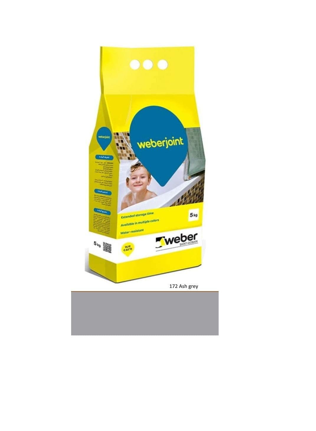 Weber Cement-Based Pre-Mixed Tile Joint Grout-Multi Colors Ash Grey