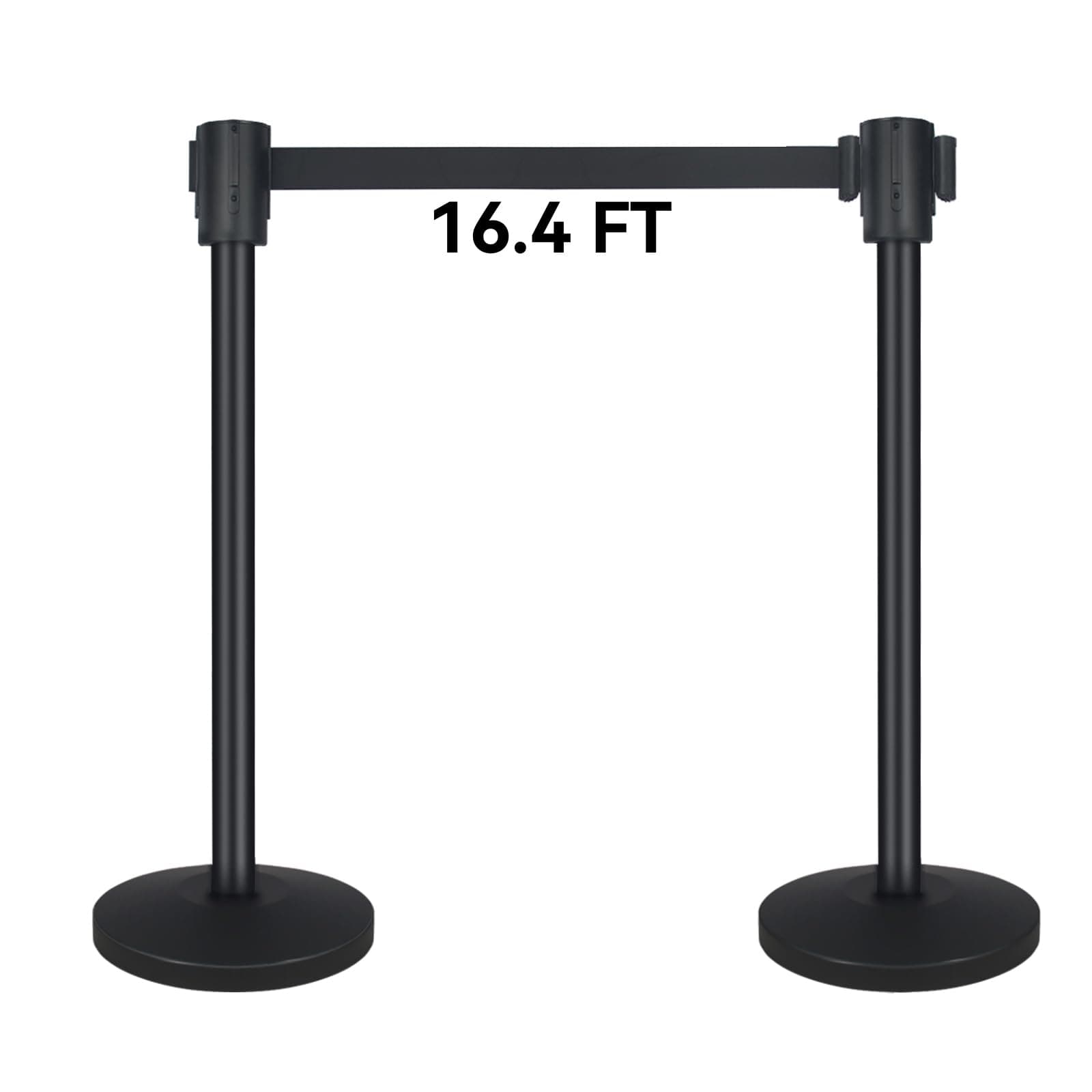QKA Crowd Control Barriers with 16.4' Retractable Belt 2Pack Stainless Steel Stanchion Posts Queue Line Pole Stanchions, Black
