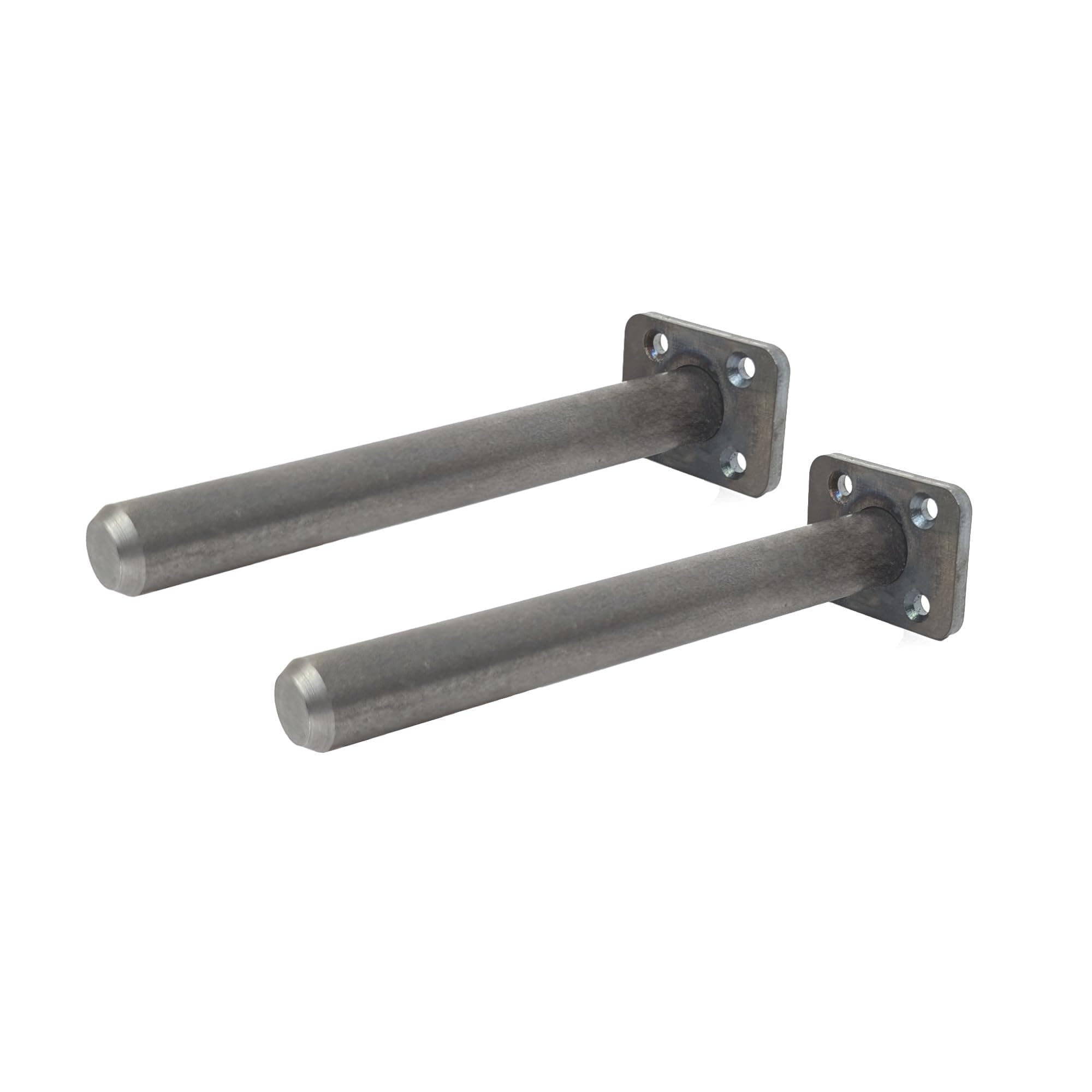 Floating Shelf Bracket Pair - 2 Inch Hidden Shelf Brackets, 150 LB Weight Capacity, Supports Wall Mounted Floating Shelves of Any Length, 3/4 Inch Industrial Solid Steel Support Rods Walnut Wood Works