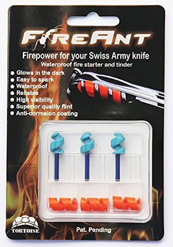 FireAnt 3 Pack - Fire Starter and Tinder System for Swiss Army Victorinox Knives (Blue Glow)