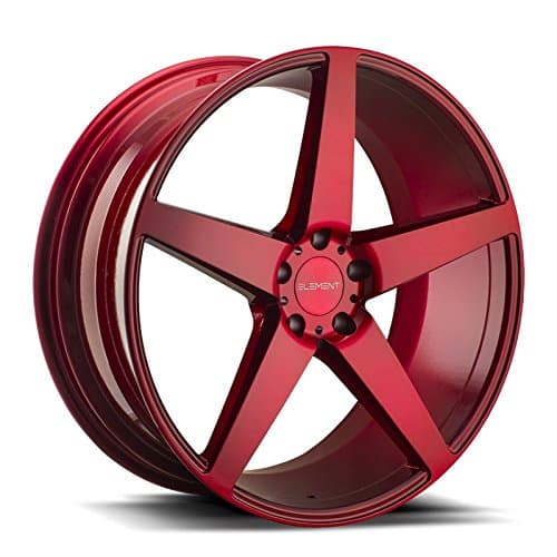22" Inch Element EL005 Brushed Red Wheels & Tire Package | Set of 4 | Includes Free Wheel Club LA T-Shirt | Fits Audi Mercedes BMW Infiniti Dodge Cadillac Chevy Ford Lexus Nissan Hyundai