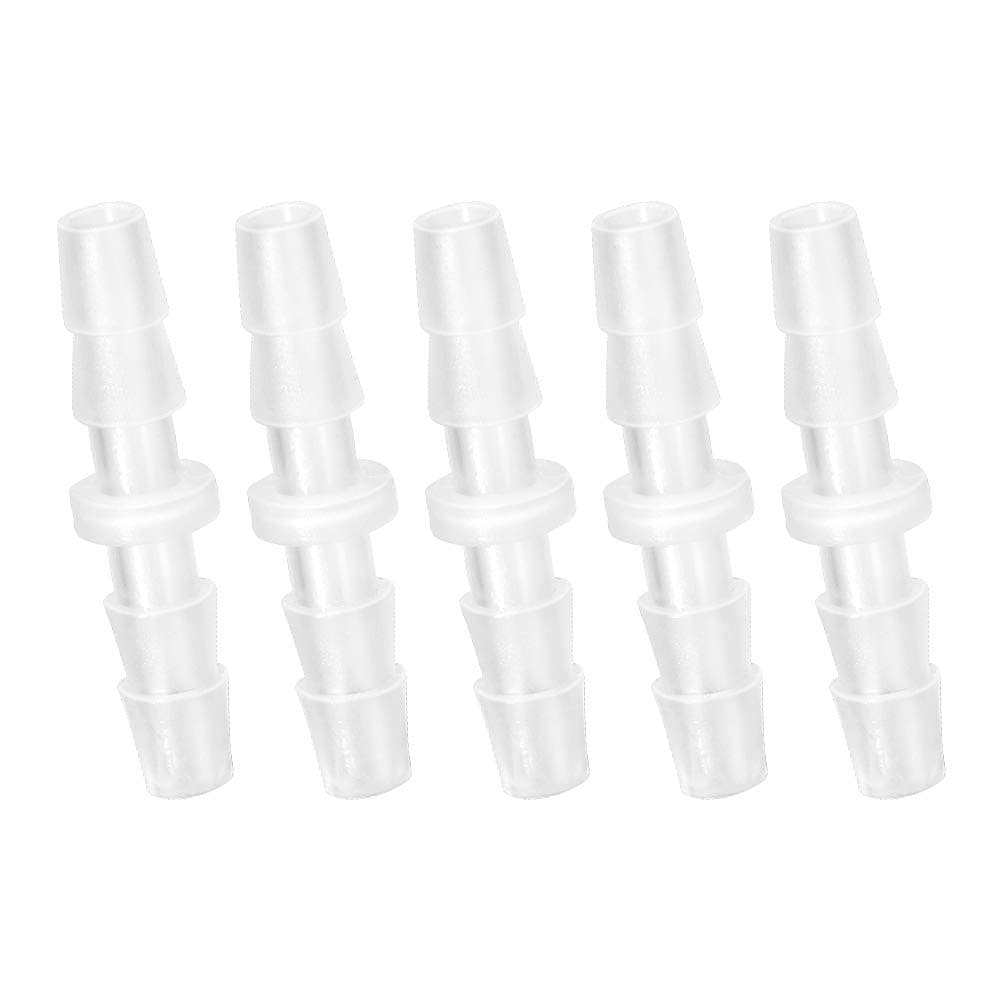 Quickun Plastic Hose Barb Fitting, 1/8" x 1/8" Barbed Splicer Mender Joint Adapter Union Fitting (Pack of 5)